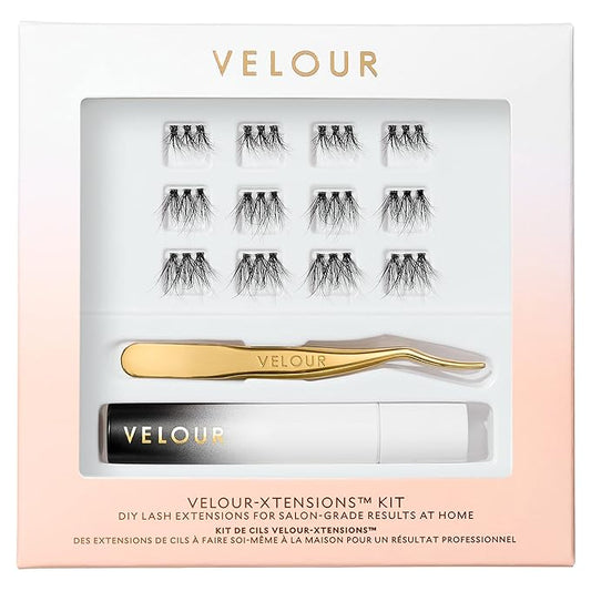 Velour-Xtensions™ Lash Clusters Kit, DIY Lash Extension Set at Home, Salon Quality Lashes in 10 Minute, Includes 12 Eyelash Clusters (10mm-14mm) + Lash Bond + Lash Applicator, Individual Lashes Kit
