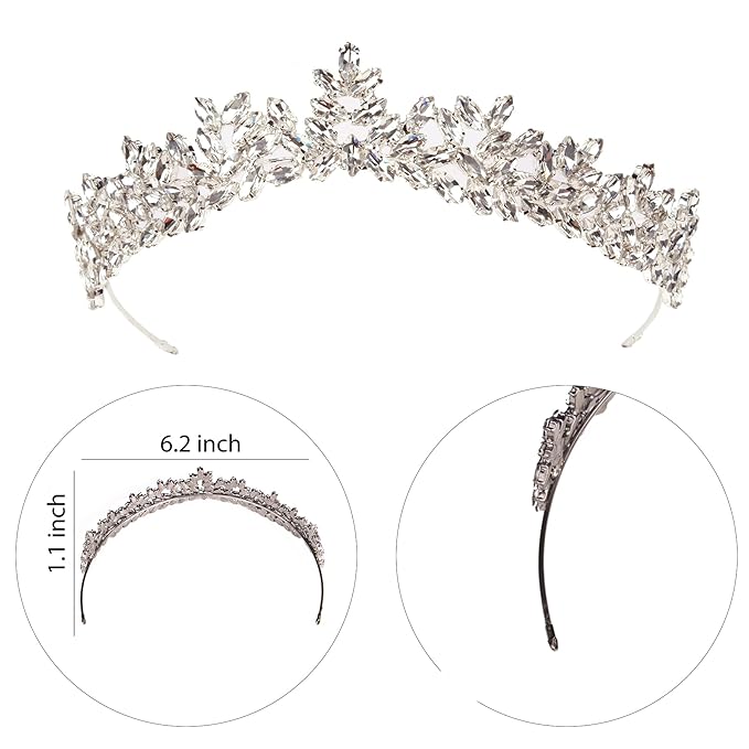 Women's Tiara, Crown for Henna Wedding Party | Glitter Hair Accessories for Bridal Birthday Pageant Prom Halloween Costume Christmas Party, Princess Crowns | Dream Design - Silver