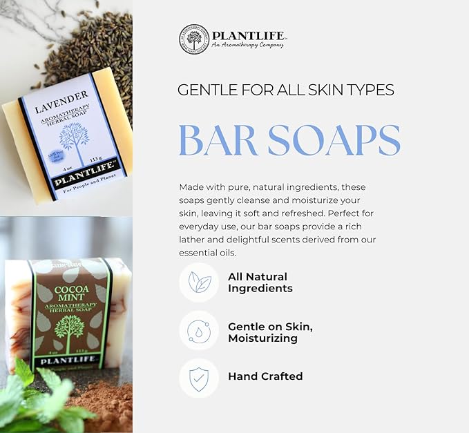 Plantlife Rosemary Sage Bar Soap - Moisturizing and Soothing Soap for Your Skin - Hand Crafted Using Plant-Based Ingredients - Made in California 4oz Bar