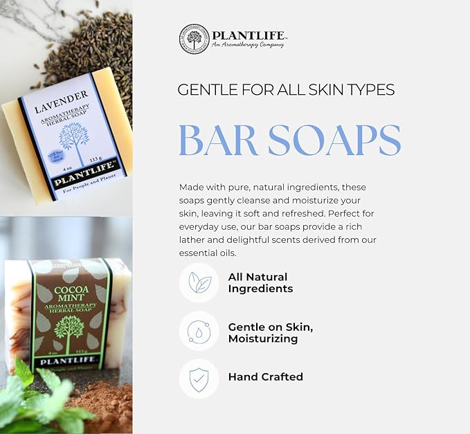 Plantlife Green Tea 3-Pack Bar Soap - Moisturizing and Soothing Soap for Your Skin - Hand Crafted Using Plant-Based Ingredients - Made in California 4oz Bar