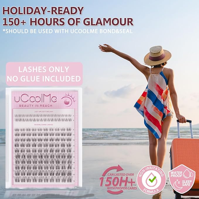 Venus Lash Clusters 8-16mm with 5-6mm Bottom Lashes Natural Eyelash Clusters D Curl -WideSpan DIY Eyelash Extension Individual Fake Eyelashes Clusters with 0.05mm Ultra-Thin Invisible Lash Band