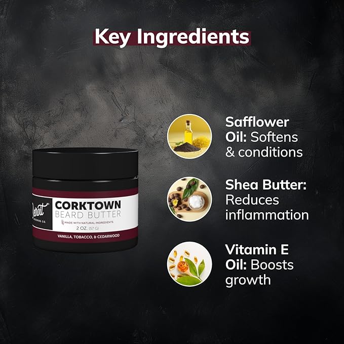 Detroit Grooming Co. Beard Butter for Men | Softens, Thickens & Hydrates with Safflower Oil & Shea Butter | Corktown Scent, 2oz