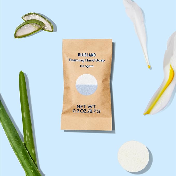 BLUELAND Foaming Hand Soap Refill Tablets, 10-Pack, Iris Agave Scent, Eco Friendly Cleaning Products, 10 x 9 Fl oz