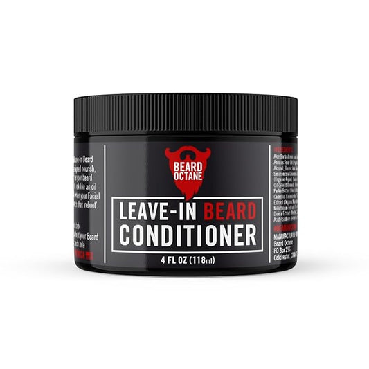 Beard Octane: Neutral Leave In Beard Conditioner w/Argan & Aloe Vera - 4 oz - Unscented - Soften & Moisturize Damaged Beards - Made in USA