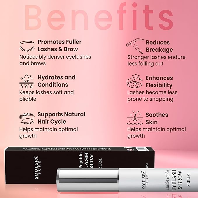 Eyelash Serum - Advanced Brow & Eye Lash Serum with Biotin & Peptides - Nourishing Serum & Eyelash Growth Serum & Conditioner - Promotes Thick, Healthy Eyelashes & Brows - 5 ML