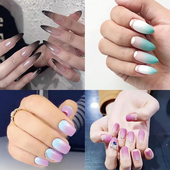 9 Colors Pat Painting Gel Nail Polish Set Ombre Aura Nail Gel Paint for Nail Art Drawing No Wipe Nail Art Painting Gel for Manicure Nail Salon with Sponges