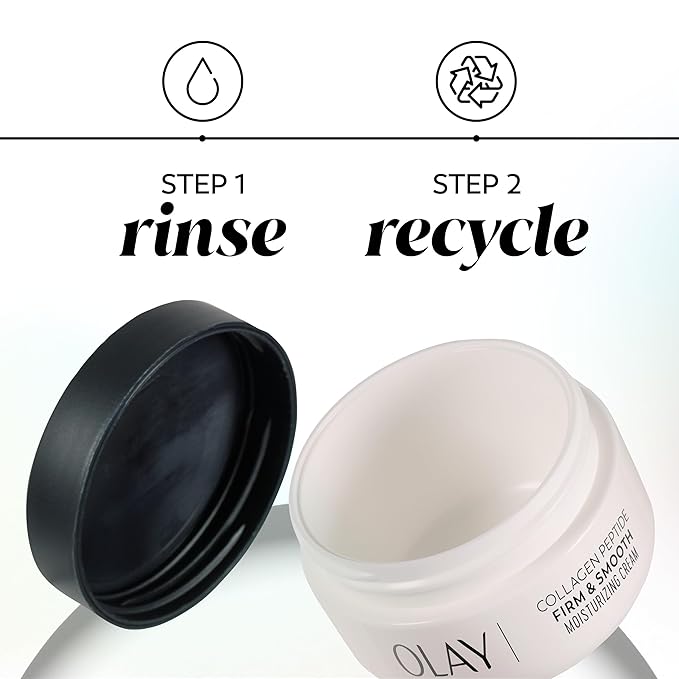 Olay Firm & Smooth Collagen Peptide Face Moisturizer, 2 oz Fragrance Free Firming Face Cream for Hydration and Skin Renewal, Recyclable Eco Jar Packaging