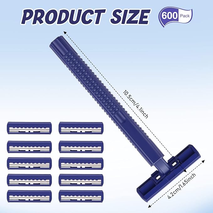 Chumia Twin Blade Razors for Men Stainless Steel Disposable Razors Men Bulk Plastic Shavers Multipurpose Portable Manual Disposable Shavers for Bathing Hotel Travel(600 Pieces)