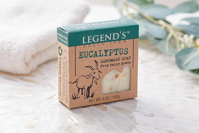 Legend's Creek Farm Goat Milk Soap - Cleansing Moisturizing Soap Bar for Hands and Body - 5 Oz Creamy Lather, Nourishing, Gentle Natural Soap for Sensitive Skin (Eucalyptus, Pack of 2)