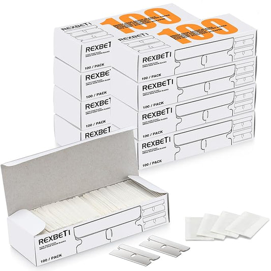 REXBETI 800PCS Single Edge Razor Blades, Industrial Scraper Razor Blades, Replacement Box Cutter Blades, Suitable for Removing Labels, Decals, Stickers