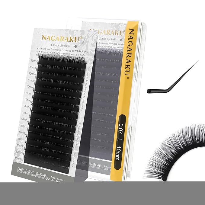 NAGARAKU Eyelash Extensions Individual Lashes Extensions Classic Lash Matte Black 16 Rows Soft Natural Matte Black Professional Beauty Salon Lashes Supplies - 0.07L 10mm
