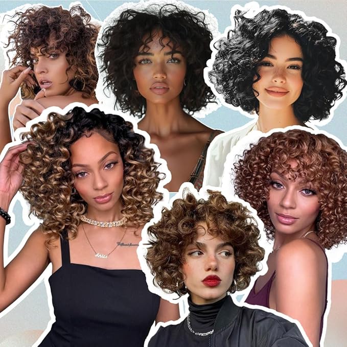 8 Packs Ocean Wave Water Wave Crochet Hair for Women 12 Inch Short Curly Beach Curl Deep Twist Crochet Braids Synthetic Braiding Hair Extensions (12 Inch, T1B/Gray#)