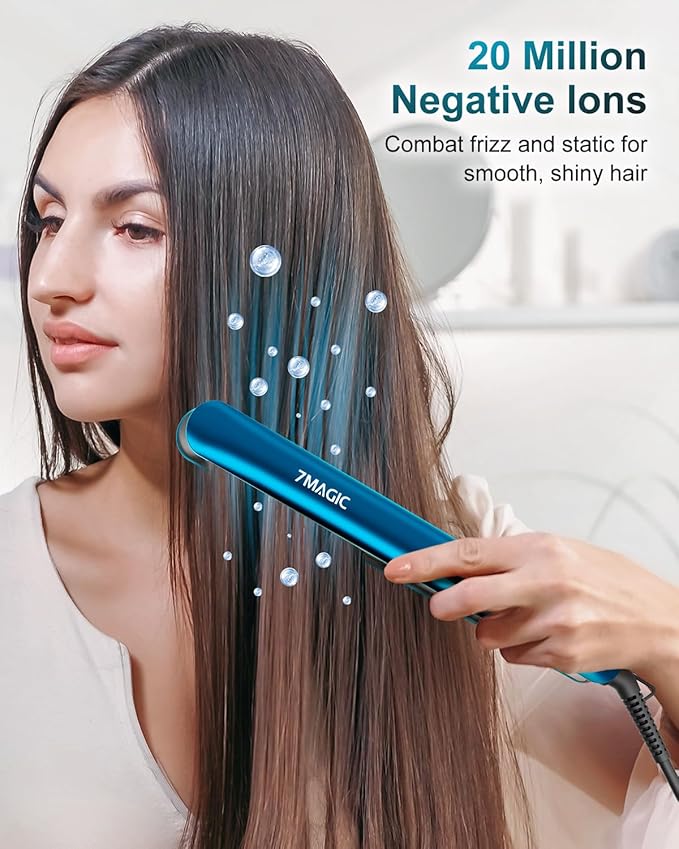 7MAGIC Hair Straightener, Ceramic Flat Iron with LCD, Professional 2 in 1 Hair Iron for Thick Hair, 11 Heat Settings Styling Tool