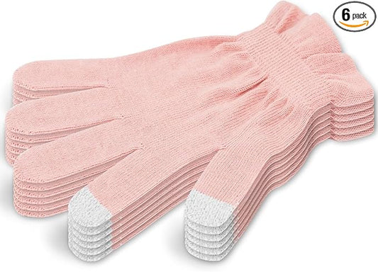 Donfri 6 Pairs Moisturizing Gloves Overnight Kids Cotton Gloves for Eczema Lotion Gloves for Dry Hands,Gloves with Touchscreen Fingers Sleeping (XS)