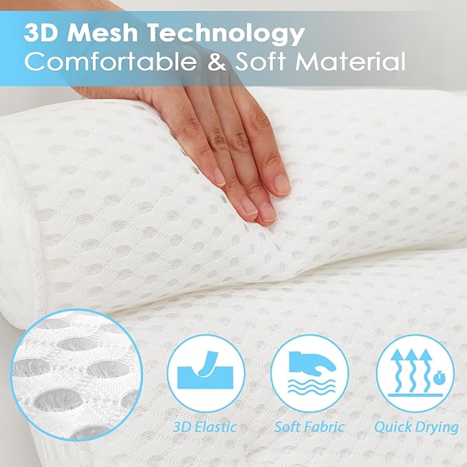 AEROiVi Luxury Bath Pillows for Tub，Bath Pillow Bathtub Pillows for Head and Neck Support Bath Cushion Made from Soft Spacer Mesh Material with Suction Cups
