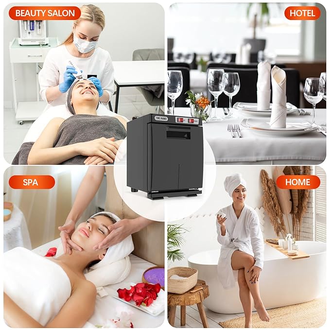 Towel Warmer Cabinet, 5L Hot Bath Towel Warmer Heating Use for Facial Spa, Hair Beauty, Salon Equipment and Home- Black