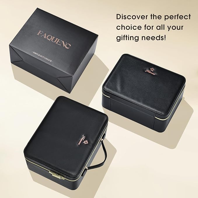 11.4 Inch Extra Large Makeup Bag with LED Lighted Mirror Leather Cosmetic Train Case Light up Mirror Portable Makeup Artist Storage Bag with Dividers Makeup Brush Holder Vanity Black