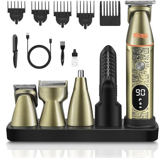 DSP 6 in 1 Man's Grooming Kit, Clipper and Trimmer Set, Trimmer Professional Barber, Shaving Mustache, Body, Nose Hair Trimmer, Waterproof IPX6, U-Shaped Hair Clipper