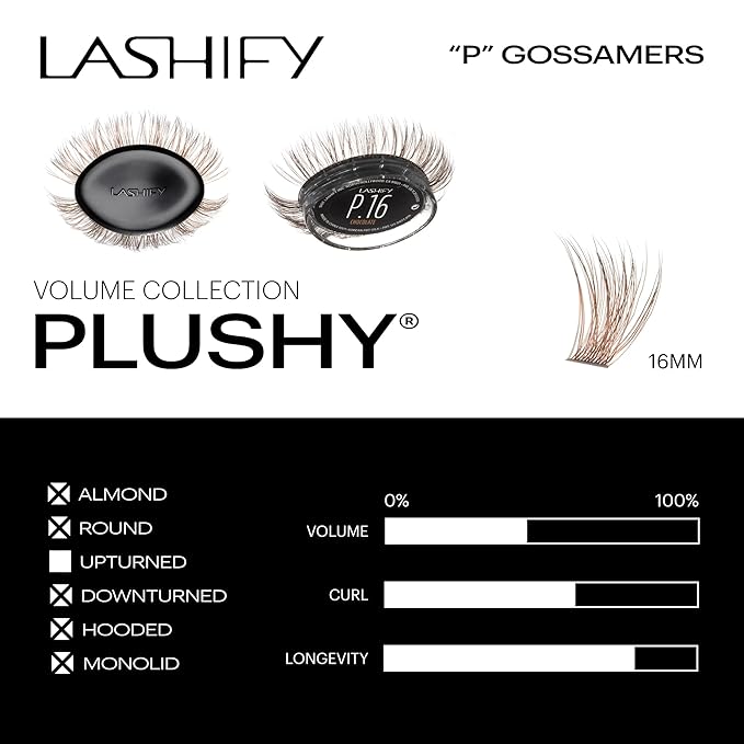 Lashify Plushy 16mm Gossamer Lashes in Chocolate Color, Easy DIY False Lashes for a Voluminous Yet Still Natural Look