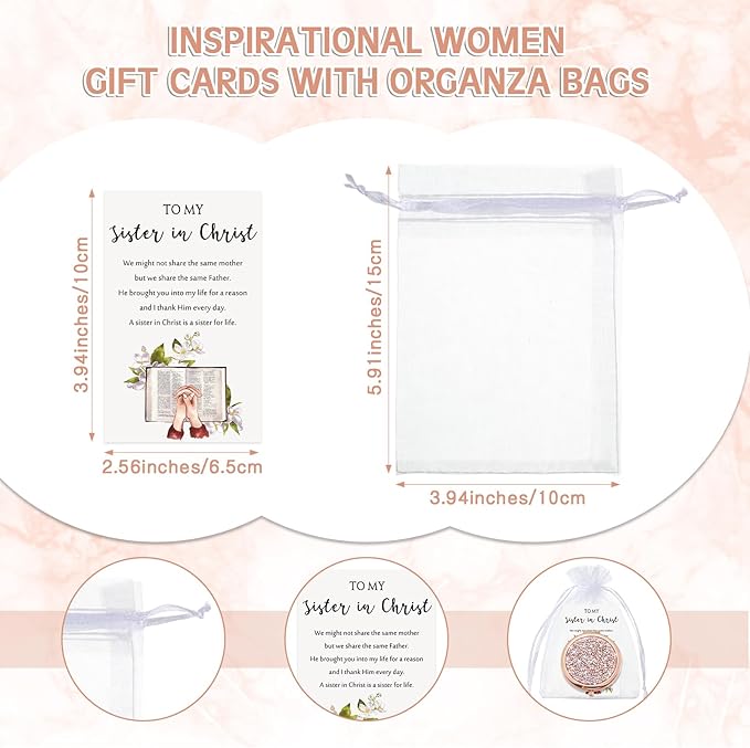 Geetery 10 Set Bulk Mothers Day Church Gifts Christian Compact Mirrors Bulk Sisters in Christ Pocket Mirrors Religious Faith Gifts for Women Mom Friend Bestie Niece Purses (Rose Gold)