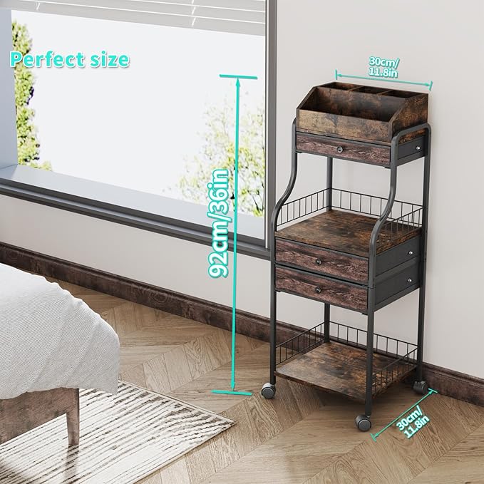 HapiRm Floor Makeup Organizer Storage - Vanity Skincare Make Up Organizers and Storage with Drawers, Cosmetics Display Cases Holder for Skin Care Nail Polish Perfume Makeup Brush