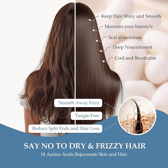 Silk Bonnet for Sleeping Women, 100% Mulberry Silk Sleep Cap with Elastic Band, Real Mulberry on Both Sides, Light Blue