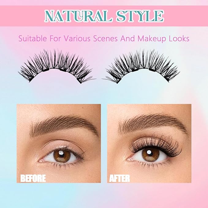 GEMERRY Magnetic Eyelashes with Applicator No Glue Needed Soft Fluffy Look Magnetic Lashes Easy to Wear and Remove