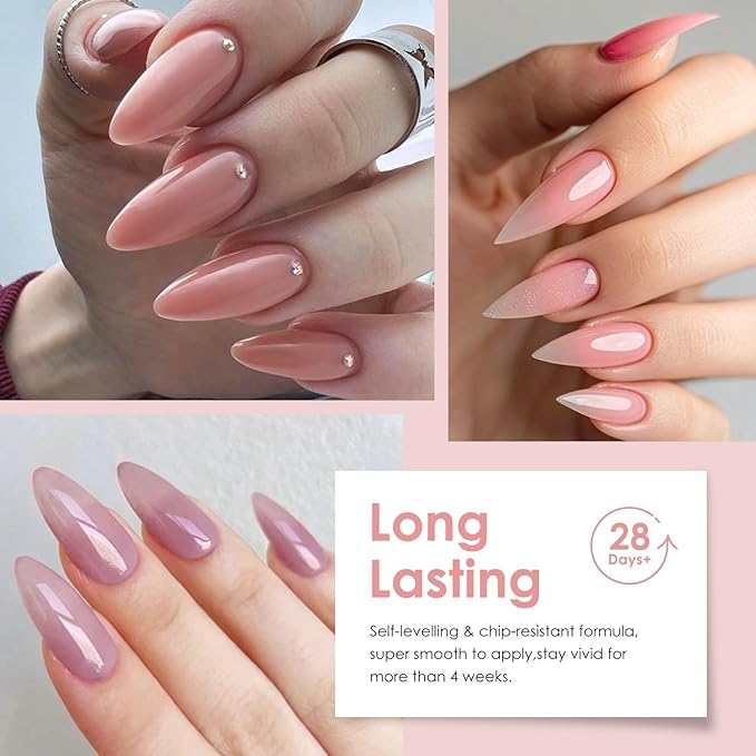 MEET ACROSS Builder Gel Base_Coat for Nails, Macaron Rubber Base Gel Nail Polish 18 Colors Pink Blue Green Nude Rubber Base Gel for Nails All Seasons Nail Design Gifts