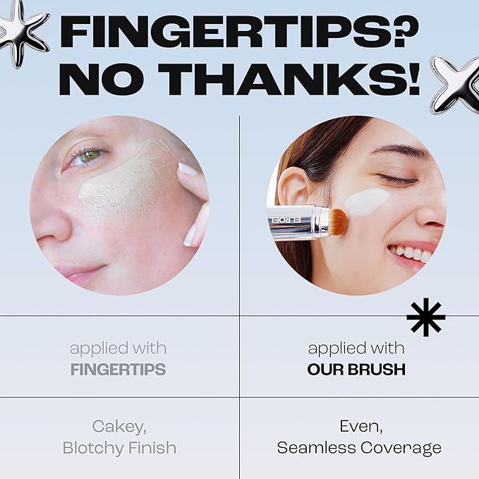 BLANC Cover Cream Stick V - Korean Color-Changing Foundation with Detachable Brush - Full to Medium Coverage Base Makeup (203 Medium, 0.45 oz)