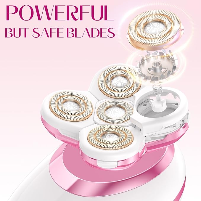 Electric Razors for Women Legs, Flawless Electric Shaver for Women, Rechargeable Waterproof Women's Bikini Trimmer for Arms Legs Underarms Pubic Area, Wet Dry Body Hair Remover (Pink)