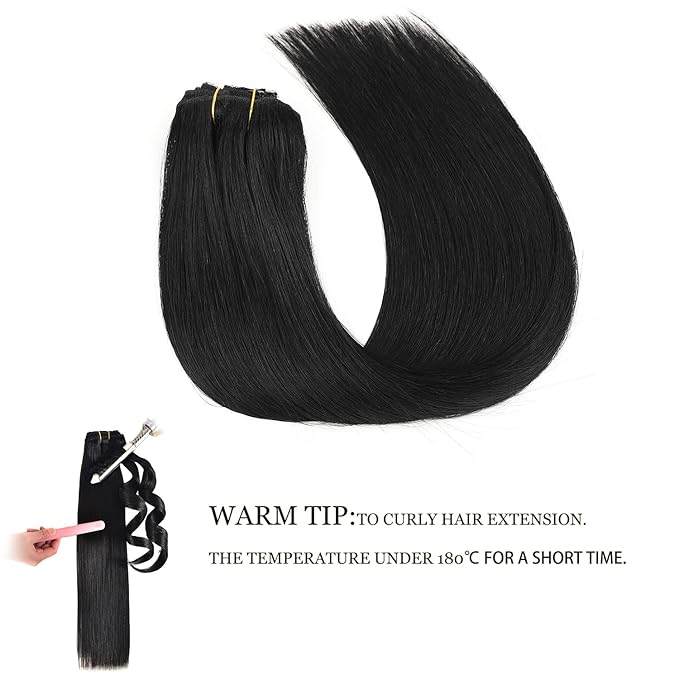 Clip In Human Hair Extensions,70g 7pcs Double Weft Silky Straight Human Hair Clip In Extensions 14inch #1 Jet Black Remy Hair
