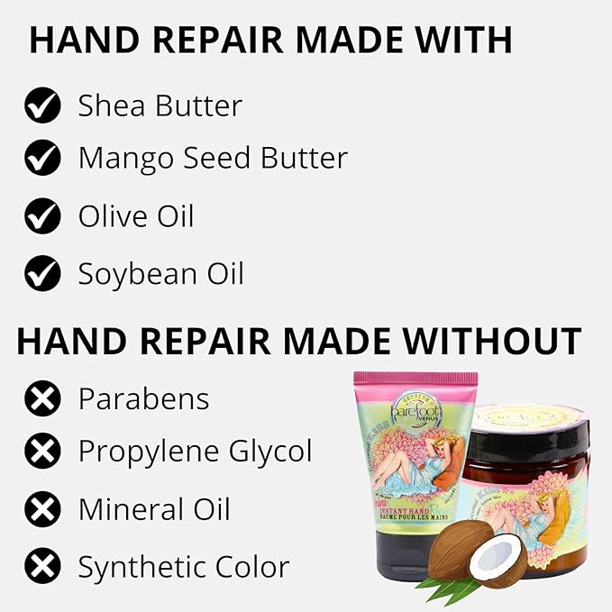 Coconut Kiss Bundle: Instant Hand Repair (3 oz), Mini Instant Hand Repair (1 oz), Argan Body Oil (0.27 oz)