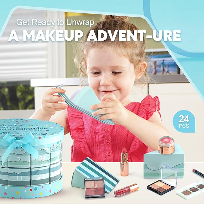 Color Nymph Makeup Advent Calendar, 24 Days Advent Calendar Valentines Day Birthday Makeup Gift Sets for Beauty Cosmetics Kit For Teens Girlfriend Daughters Surprise Holiday Gift Mint Green