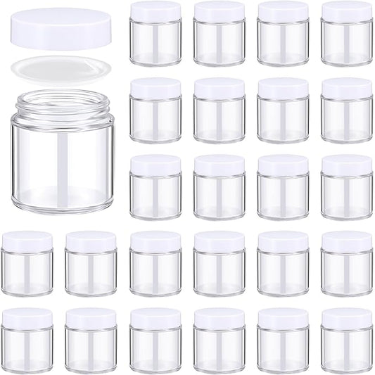 Norme 24 Pcs 4 oz Glass Jars with Lids Leakproof Round Airtight Empty Cosmetic Jars with Inner Liners Lid for Storing Lotions Powder Ointments Candle Making (White,Clear)