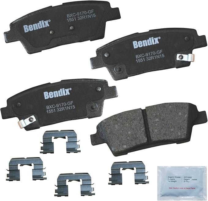 Bendix Priority1 CFC1551 Ceramic Rear Brake Pads for Genesis G80 2017, Hyundai Genesis 2016-2010, Kia K900 2017-2015