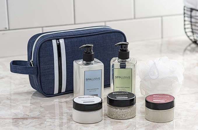 Luxury Spa Gift Set for Men - Natural Men’s Gift Basket - Great Gift For Guys for Holidays, Birthdays, High School, College Grad, Father’s Day Bath And Body Set - Fresh Sandalwood Scent