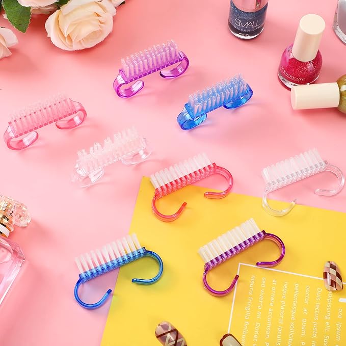 200 Pcs Handle Grip Nail Brush Fingernail Scrub Cleaning Cleaner Nail Brushes Scrubber Bulk for Men Women Hands Feet Toes and Nails Pedicure, 4 Colors