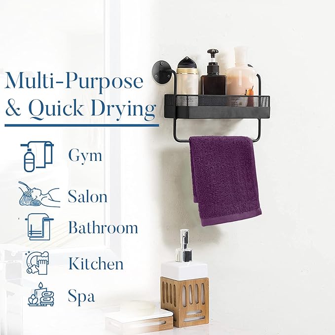 DAN RIVER 100% Cotton Washcloths 24 Pack Premium Quality Face and Body Cloth, Quick Dry Essential Towels for Bathroom, Hand, Kitchen & Cleaning, Baby Washcloths | 12X12 in | 400 GSM | Purple Passion