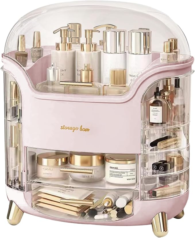 Upgrade Large Makeup Organizer Countertop Vanity Case Skin Care Cosmetic Storage Box Bathroom Counter Perfume Skincare Organizers Make Up Caddy Gift for Women Girls Clear Design Easy Visibility
