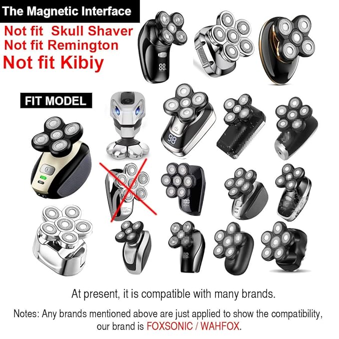 6 Blades Universal Magnetic Shaver Blades for Head Shaver and Other Brands Head Shaver