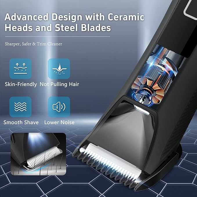 Manscape Body Trimmer for Men, Groin & Body Hair Trimmer, Ball Foil Shaver, Nose Hair Clippers, 3 in 1 Men's Waterproof Wet/Dry Groomer with Travel Case &Travel Lock, LED Display, Black