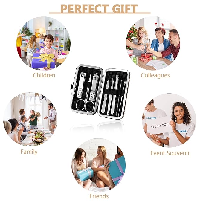 Lasnten 24 Set Manicure Set Bulk Nail Clippers Grooming Nail Kit Stainless Steel Professional Pedicure Kit Pedicure Tools with Travel Case Gifts for Men Women Personal(8 in 1,Shiny Gold)