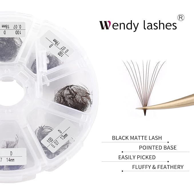 Premade Brown Eyelash Extension 500 Fans Handmade Loose Volume Lashes 10D Pre-made Fans 0.07mm C/D Curl 13-20mm Mixed Volume Eyelash Extensions (500PCS-10D-0.07-D, 13-20mm MIXED)