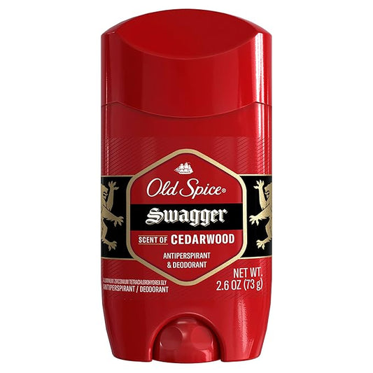 Old Spice Antiperspirant Deodorant for Men, 24/7 Sweat & Odor Protection, 24/7 Lasting Freshness, Invisible Solid, Swagger with Cedarwood Scent, 2.6 oz