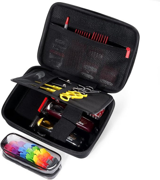 ProCase Hard Barber Accessories Case, Travel Bag for 3 Hair Clippers and Supplies, Trimmer Organizer Storage Box with Clear Pouch, Portable Holder for Men Razor Guard Grooming Kits -Black