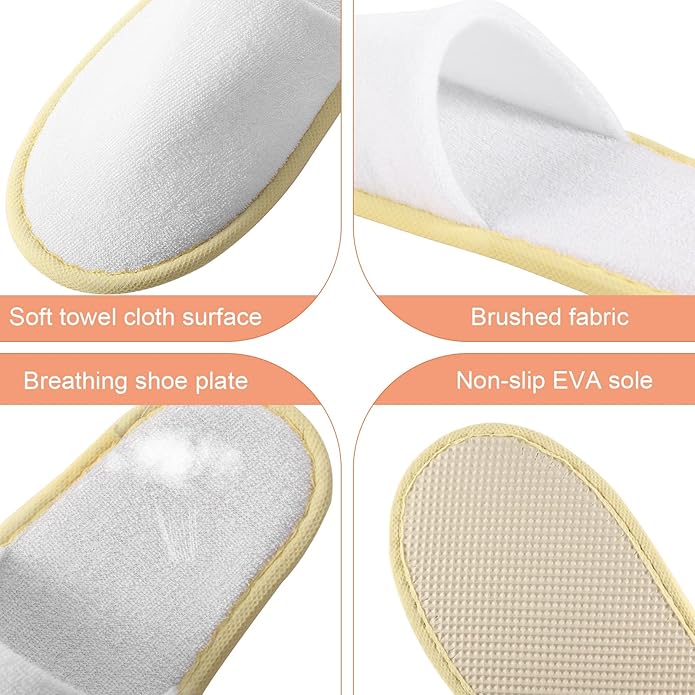 Geyoga 24 Pairs Disposable Slippers for Guests Bulk 2 Size Cotton Hotel Spa House Slippers for Graduation Wedding Party Shoeless Home Travel Individually Wrapped