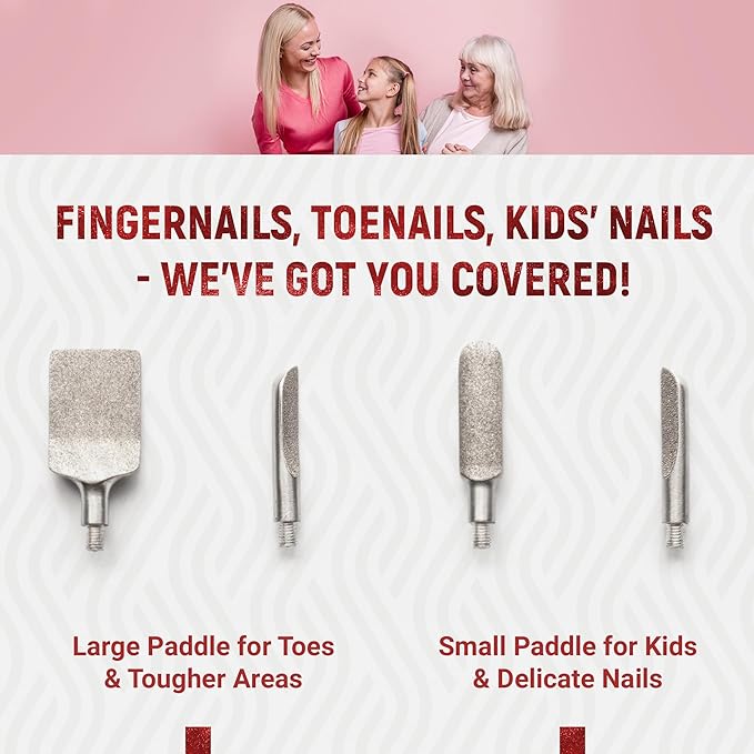 Mothers Day Gift, Nail Care & Cuticle Remover Tool with Interchangeable Attachments, At Home or Travel Ready, Gentle Cuticle & Hangnail Grooming for Finger Nails & Toe Nails