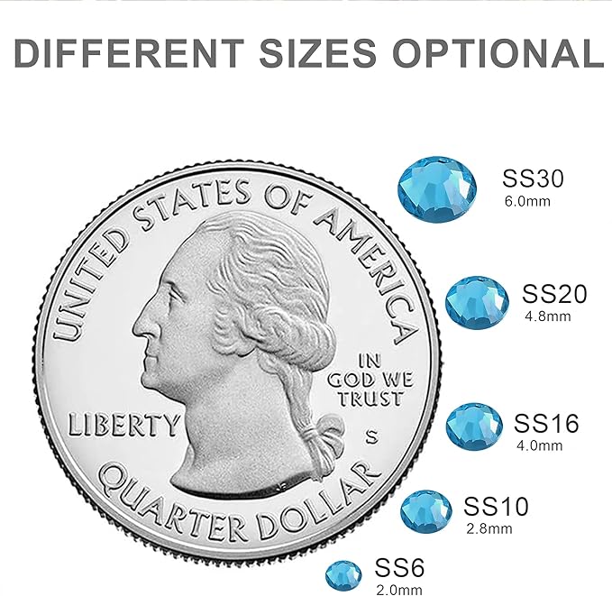 Blinginbox Flatback Rhinestones Bulk,14400pcs Crystal Round Loose Gemstones Glass Rhinestones for Crafts Makeup Nail Art Clothes Shoes DIY Decorations(SS10,2.7-2.9mm,Aquamarine)