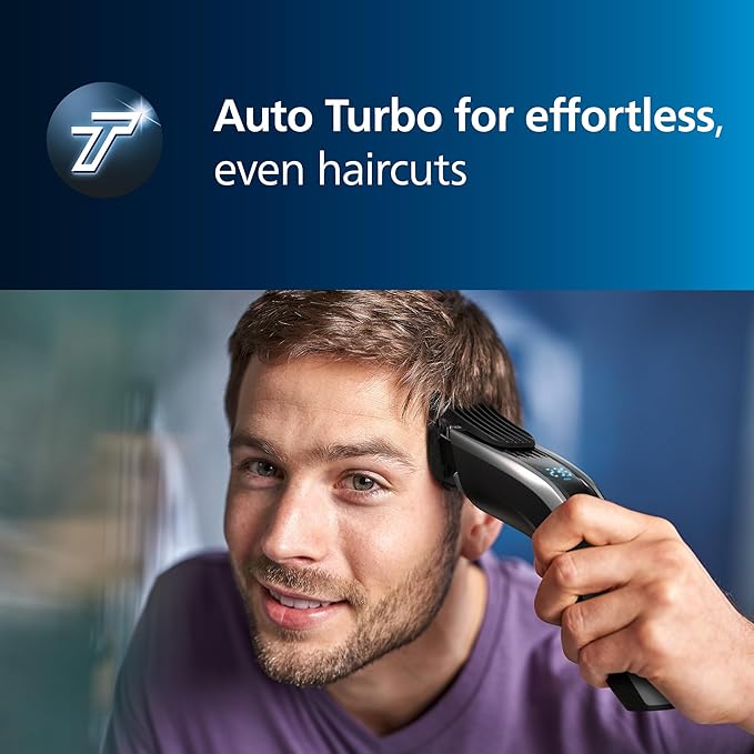 Philips Norelco Hair Clipper 9000 Series, Hair Trimmer, Auto Turbo, Dual Cut Technology, Motorized Combs, 400 Length Settings, 120 Min. Runtime, Zero Maintenance, HC9450/40