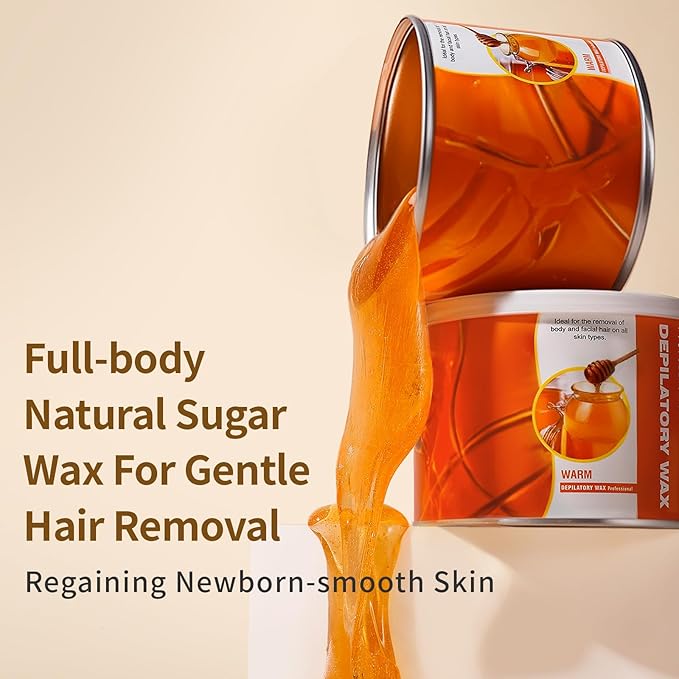 1000g/35.3oz Organic Sugar Wax: Hair Removal Sugaring Paste - for Sensitive Skin Body Legs Arms Bikini Back (500g/17.6oz, 2 Pack)